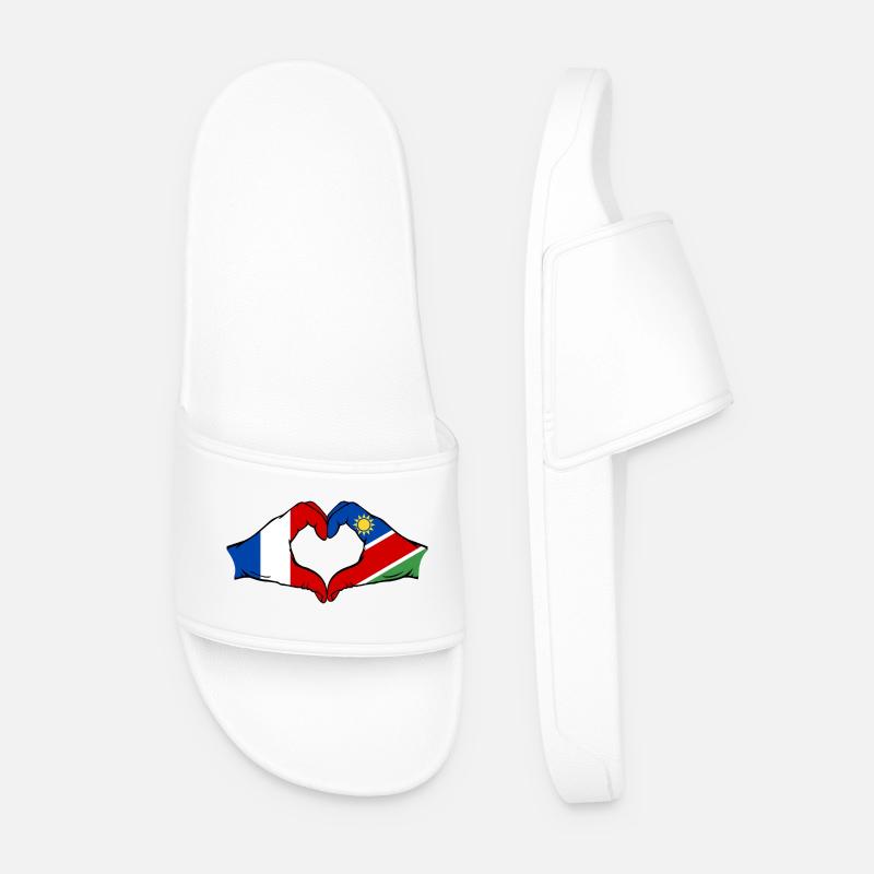 Frankreich Namibia Flagge Herz - Männer Badelatschen - Weiß