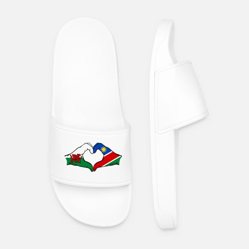 Wales Namibia Flagge Hände Herzform - Männer Badelatschen - Weiß