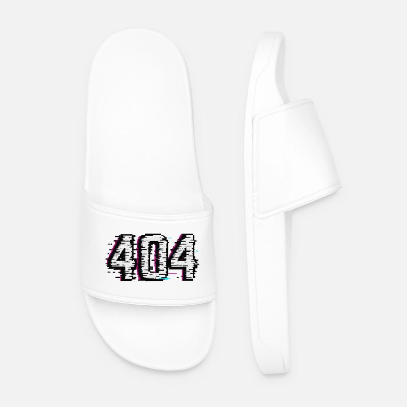 Retro 404 Logo T-Shirt - Männer Badelatschen - Weiß