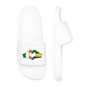 Ireland Gabon Flag Hands Heart Shape - Men’s Pool Sliders - white - Front