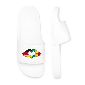 Germany Senegal flag hands heart shape used - Men’s Pool Sliders - white - Front