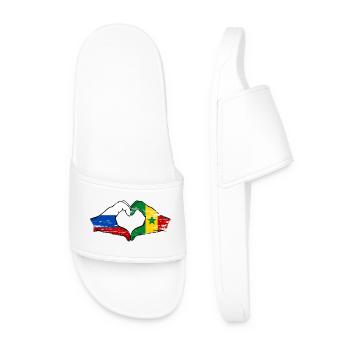 Russie Sénégal Drapeau Mains Coeur Forme Utilisé - Claquettes Homme - blanc - Devant