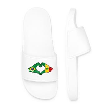 Brasilien Senegal Flagge Hände Herzform used - Männer Badelatschen - Weiß - Vorne