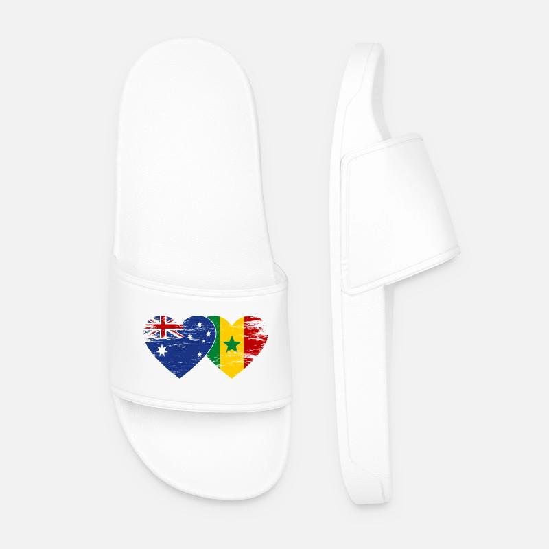 Australien Senegal Flagge Herz - Männer Badelatschen - Weiß