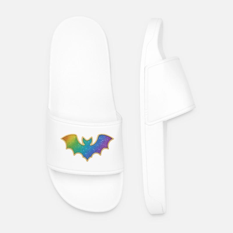 Rainbow Bat Glitter - Men’s Pool Sliders - white