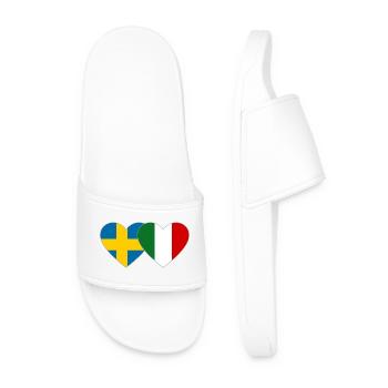 Sweden Italy Flag Hands Heart Shape - Men’s Pool Sliders - white - Front