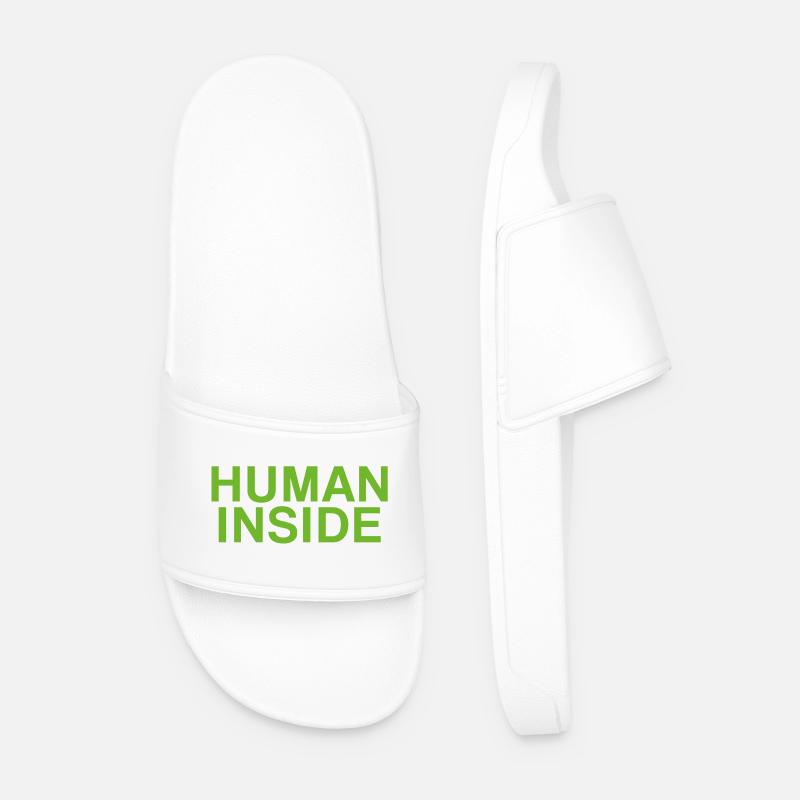 HUMAN INSIDE Text Design - Men’s Pool Sliders - white
