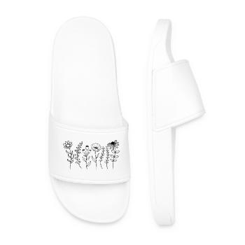 Delicate Floral Lines Botanical Design - Men’s Pool Sliders - white - Front