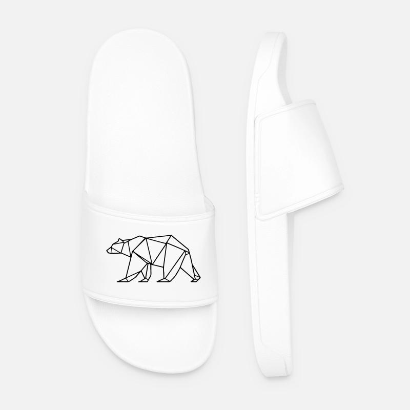 Bear Grizzly Polar Bear Polygon - Men’s Pool Sliders - white