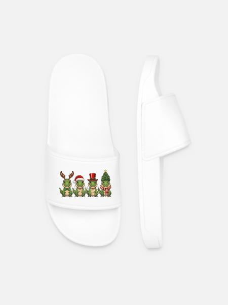 T-Rex Weihnachtsmann Weihnachtsbeleuchtung - Männer Badelatschen - Weiß