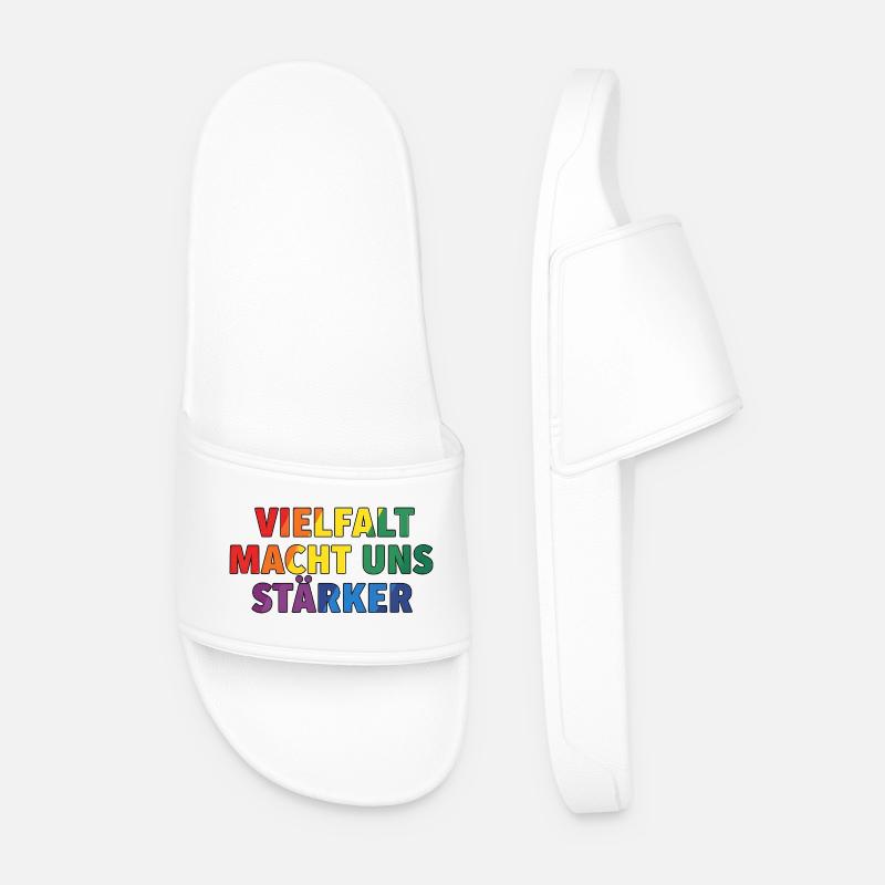 Diversity makes us stronger – Regenbogen Design - Men’s Pool Sliders - white