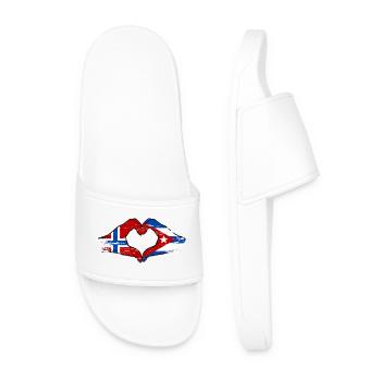 Drapeau de la Norvège, Cuba, mains de cœur - Claquettes Homme - blanc - Devant