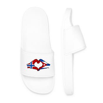 Norway Cuba Flag Hands Heart - Men’s Pool Sliders - white - Front