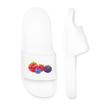 Kawaii Berries Fruit Fruits Child Baby Smile - Men’s Pool Sliders - white - Front