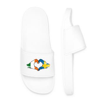 Ireland Sweden Flag Hands Heart Shape - Men’s Pool Sliders - white - Front