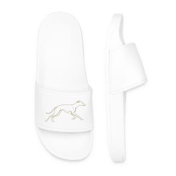 Minimalist Greyhound Silhouette Line Art - Men’s Pool Sliders - white - Front