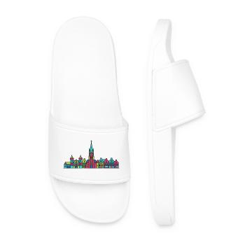 Nijmegen City Skyline Waal Bridge Line Art - Men’s Pool Sliders - white - Front