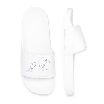 Minimalist Greyhound Silhouette Line Art - Men’s Pool Sliders - white - Front