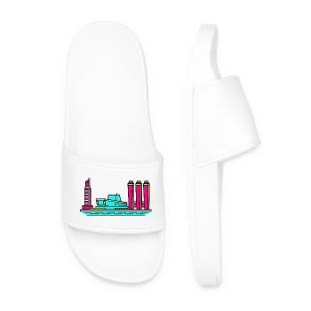 Gothenburg City Skyline Lipstick Tower Art - Men’s Pool Sliders - white - Front