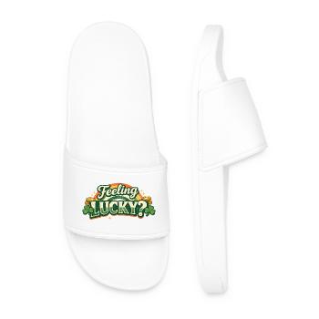 Feeling Lucky Shamrock Logo - Men’s Pool Sliders - white - Front