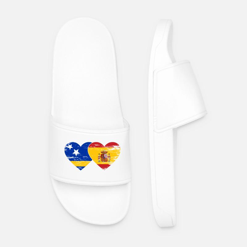 Curacao_Spanien_Flagge_Herz_used - Männer Badelatschen - Weiß