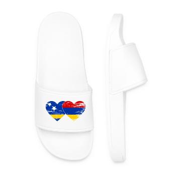 Curacao Armenia flag heart used - Men’s Pool Sliders - white - Front