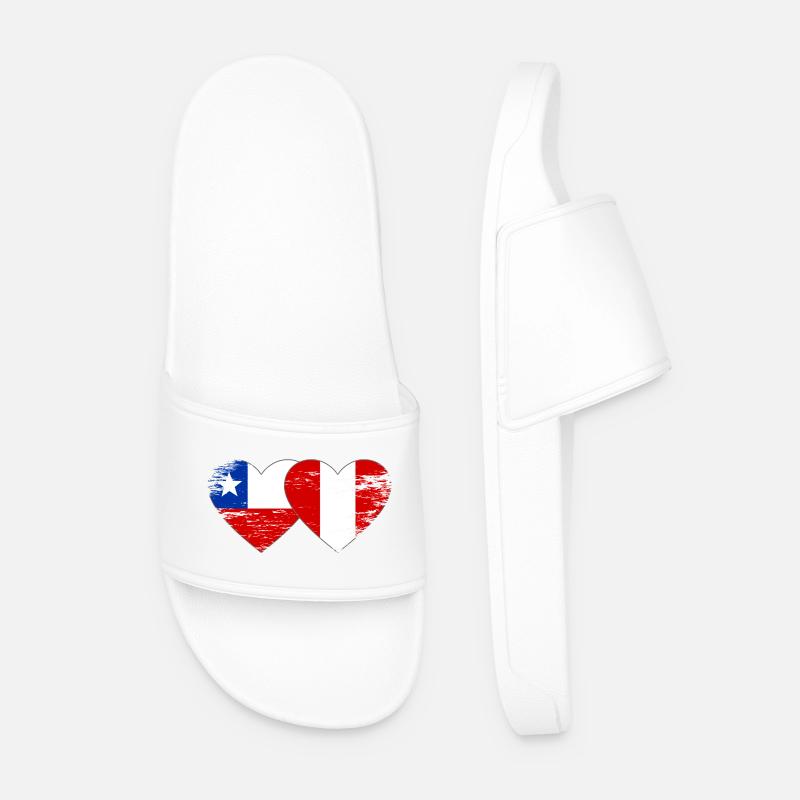 Chile_Peru_Flagge_Herz_used - Men’s Pool Sliders - white