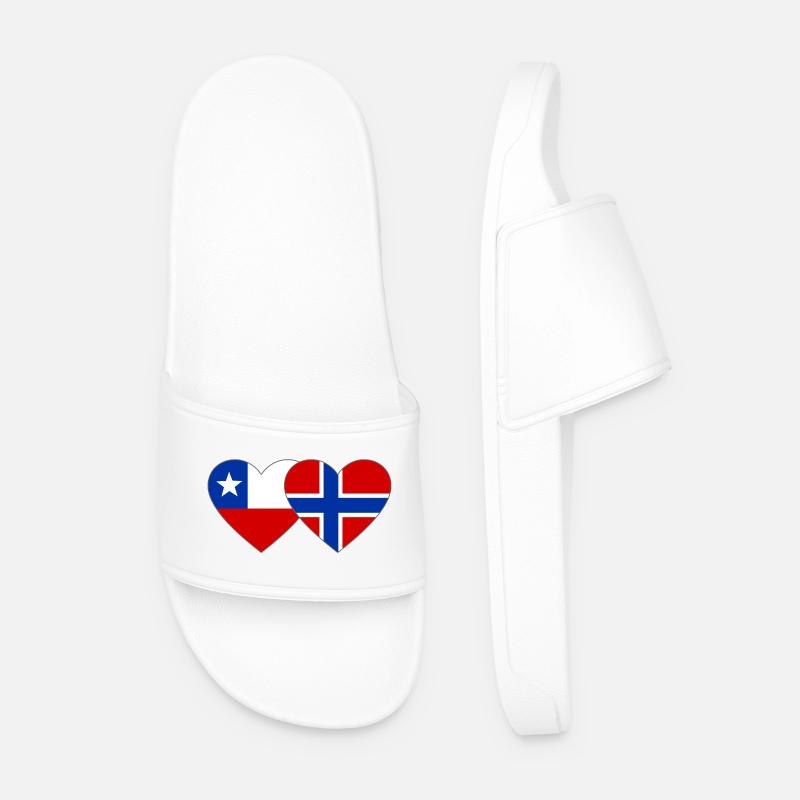 Chile Norwegen Flagge Herz - Männer Badelatschen - Weiß