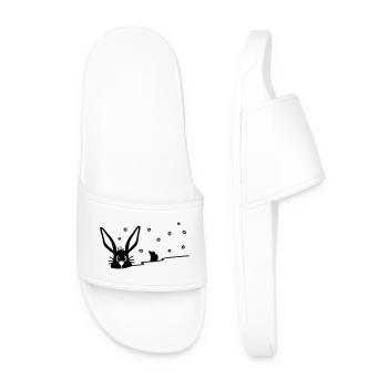 Cute bunny in the snow - Men’s Pool Sliders - white - Front