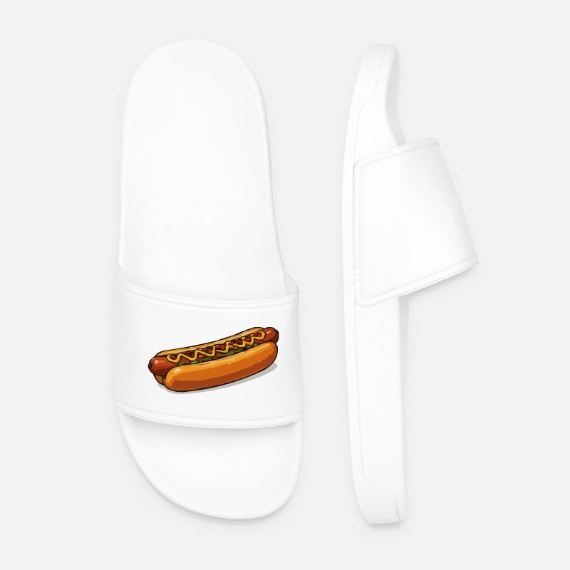 Knackiger Hotdog Illustration - Männer Badelatschen - Weiß