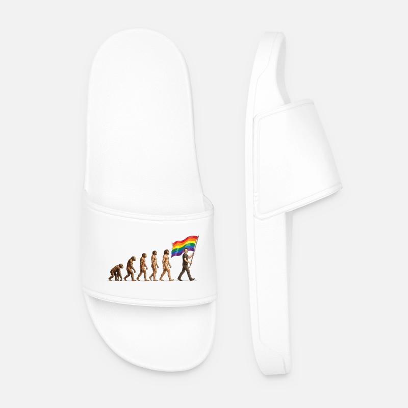 LGBTQ Pride Month - Pride Evolution - Men’s Pool Sliders - white