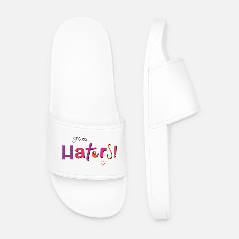 Hello Haters! Cool saying - Men’s Pool Sliders - white