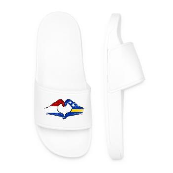 Holland_Curaçao_Flagge_Haende_Herzform_used - Men’s Pool Sliders - white - Front