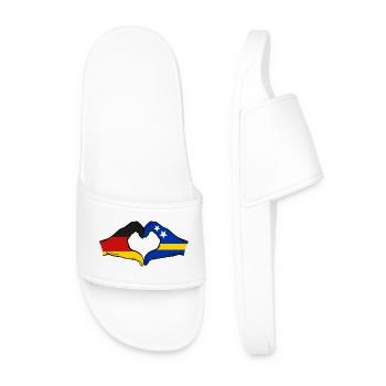 Deutschland_Curaçao_Flagge_Haende_Herzform_used - Men’s Pool Sliders - white - Front