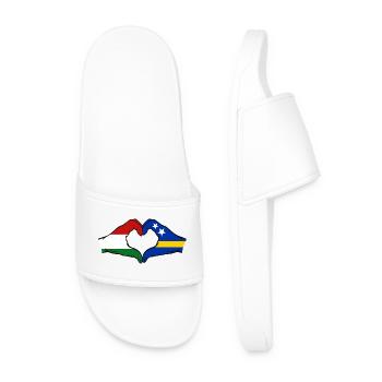 Ungarn_Curaçao_Flagge_Haende_Herzform - Men’s Pool Sliders - white - Front