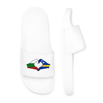 Bulgaria Curaçao Flag Hands Heart Shape - Men’s Pool Sliders - white - Front