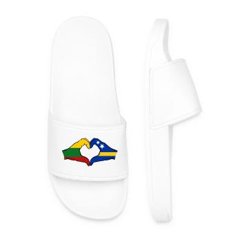 Litauen Curacao Flagge Hände Herzform - Männer Badelatschen - Weiß - Vorne