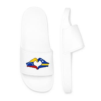 Venezuela Curacao Flag Hands Heart Shape - Men’s Pool Sliders - white - Front