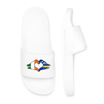 Ireland Curacao flag hands heart shape used - Men’s Pool Sliders - white - Front
