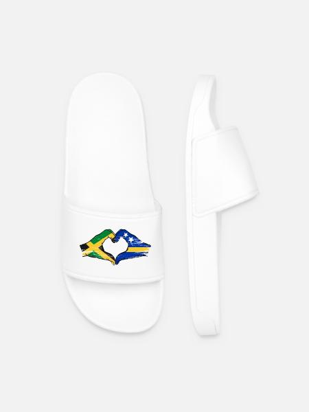 Jamaika Curacao Flagge Hände Herzform used - Männer Badelatschen - Weiß