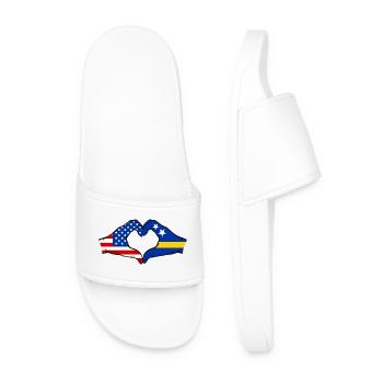 Drapeau USA de Curaçao Mains en forme de cœur - Claquettes Homme - blanc - Devant