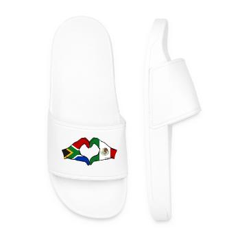 South Africa Mexico Flag Hands Heart Shape - Men’s Pool Sliders - white - Front