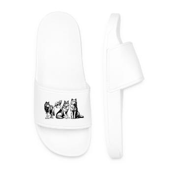 T-Shirt Wolf Pack Wolves Sketch Streetwear - Claquettes Homme - blanc - Devant
