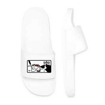 Minigolf Retro Cartoon Golfball JGA Team - Männer Badelatschen - Weiß - Vorne