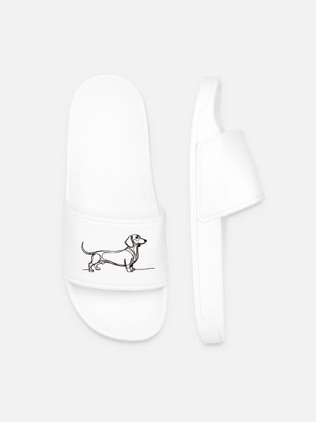 Minimalist Dackel One Line Art Shirt WITH A DACHSH - Männer Badelatschen - Weiß