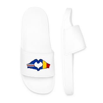 Drapeau du Cap-Vert Roumanie Mains en forme de cœur - Claquettes Homme - blanc - Devant