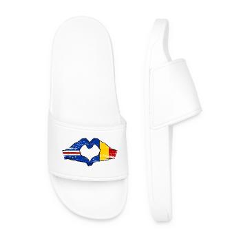 Drapeau du Cap-Vert Roumanie en forme de cœur utilisé - Claquettes Homme - blanc - Devant