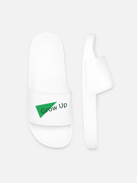 Grow Up Green Triangle Motif - Men’s Pool Sliders - white