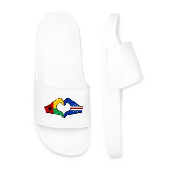 Cape Verde Guinea-Bissau Flag Hands Heart Shape - Men’s Pool Sliders - white - Front