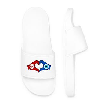 Tunisia Nazar Flag Hands Heart Shape - Men’s Pool Sliders - white - Front